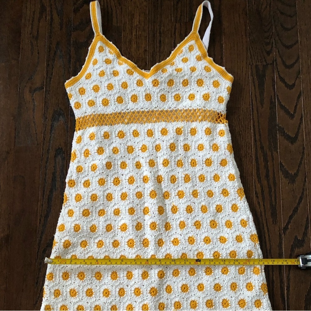 Tory Burch Women’s XS Yellow/White Daisy Crocheted Cotton Midi Dress - EUC! - Picture 7 of 12